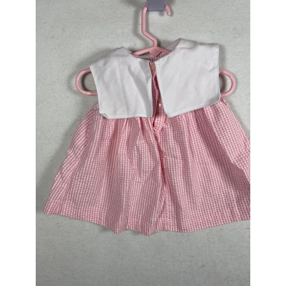 Samara Gingham Dress‎ Baby Girl 12M Pink Vintage Floral Embroidery